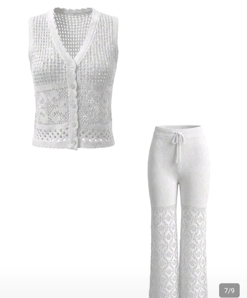 Set 2 Pezzi Maglia Bianca – Gilè e Pantalone