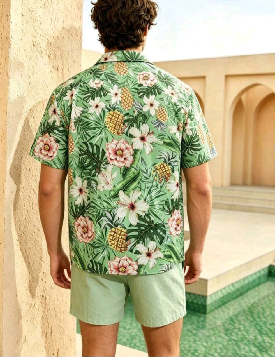 Set Meer Tropische Grüne Ananas – Mann & Paar