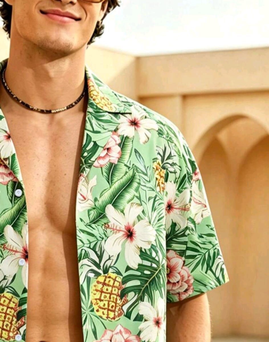 Set Meer Tropische Grüne Ananas – Mann & Paar
