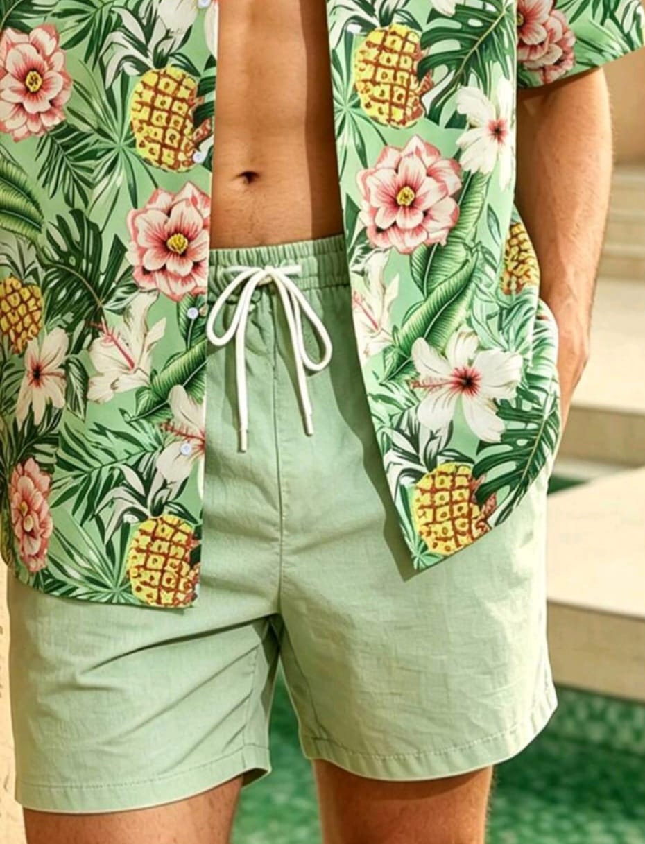 Set Meer Tropische Grüne Ananas – Mann & Paar