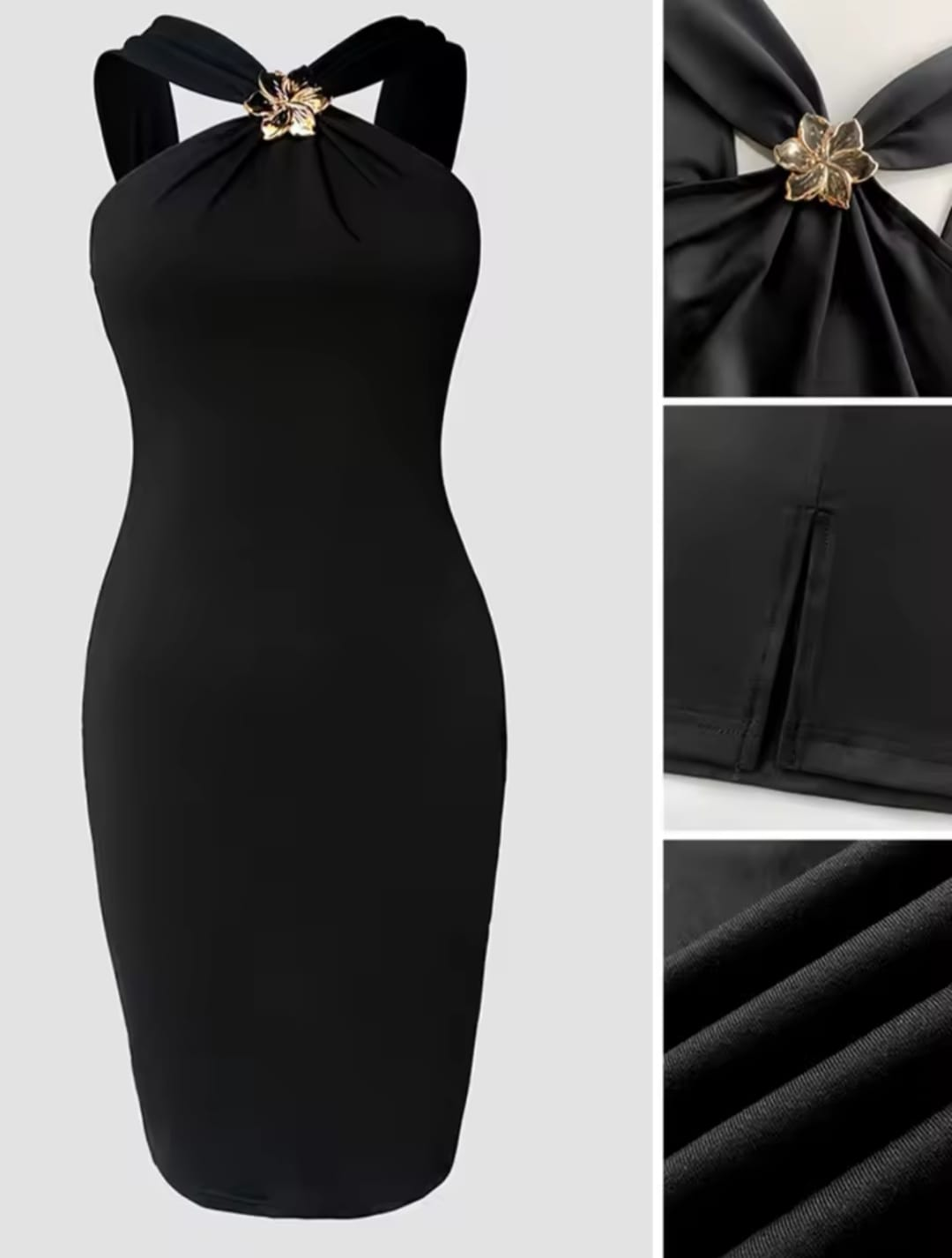 Abito bodycon nero indossato