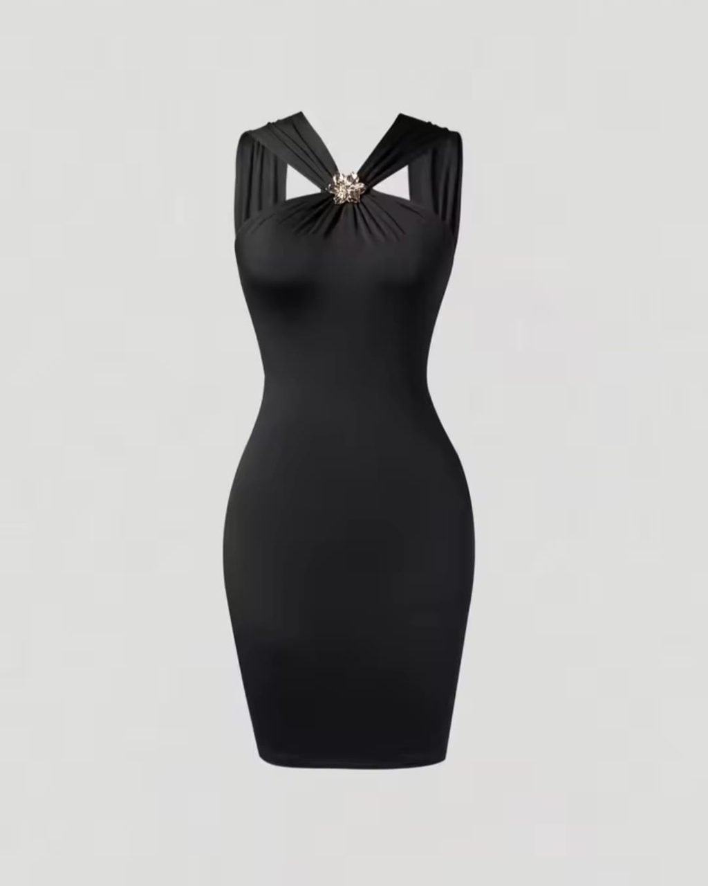 Abito bodycon nero tessuto