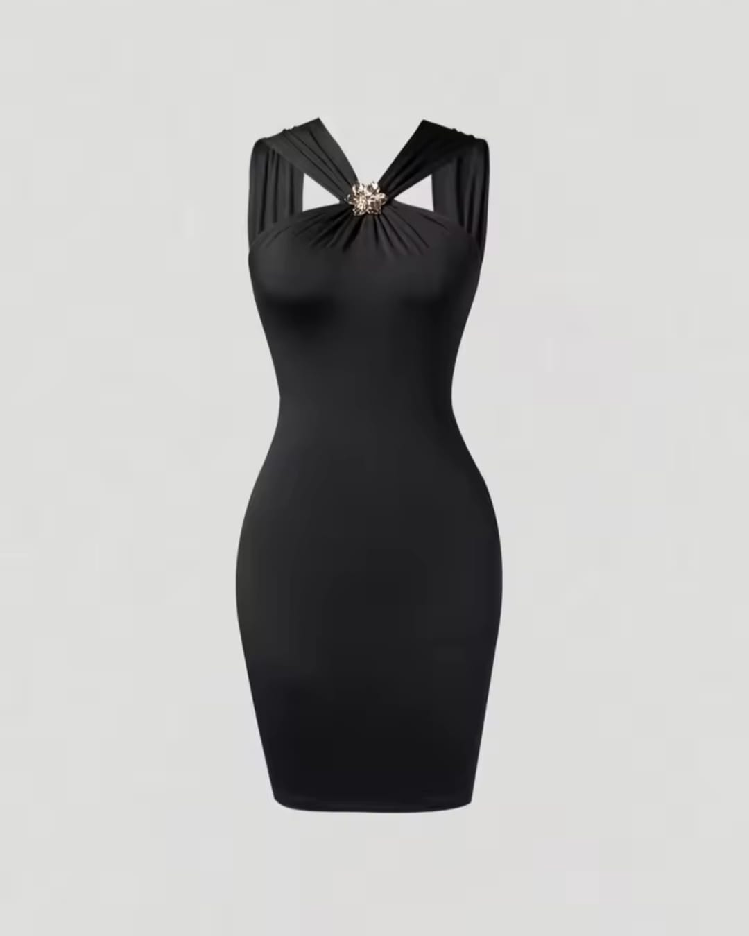 Abito bodycon nero tessuto